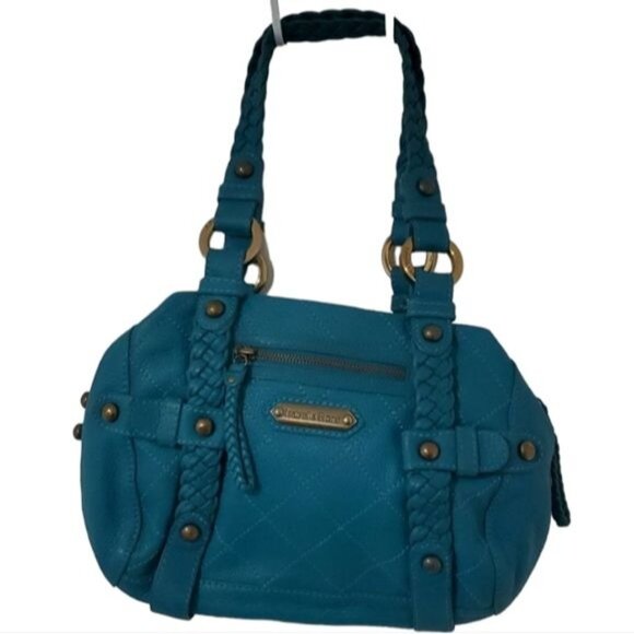 Isabella Fiore Teal Leather Shoulder Bag Satchel Handbag Purse WOMEN'S WOMAN'S - Picture 2 of 14